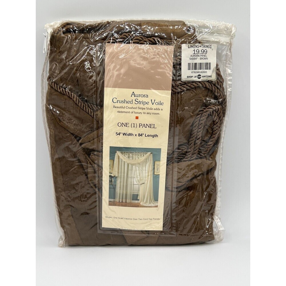 Aurora Crushed Stripe Voile Curtain Panel Brown 54x84 Linen N Things NIP
